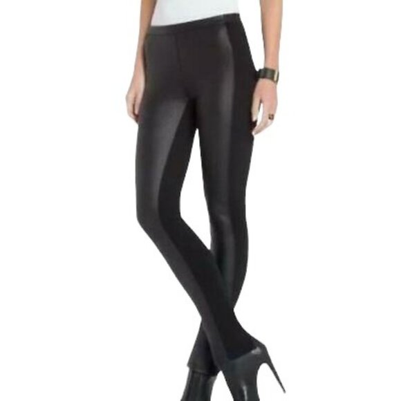 BCBGMaxAzria Pants - BCBGMAXAZRIA Landyn Faux Leather And Ponte Leggings Womens Size Small Black NW…